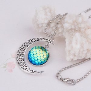 Mermaid /Dragon Scale Half Moon Necklace